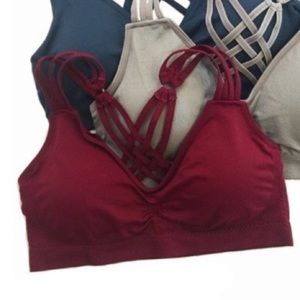Burgundy Strappy Racerback Seamless Bralette